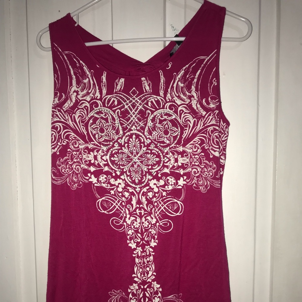 B. L. E. U. Pink with cross design tank top